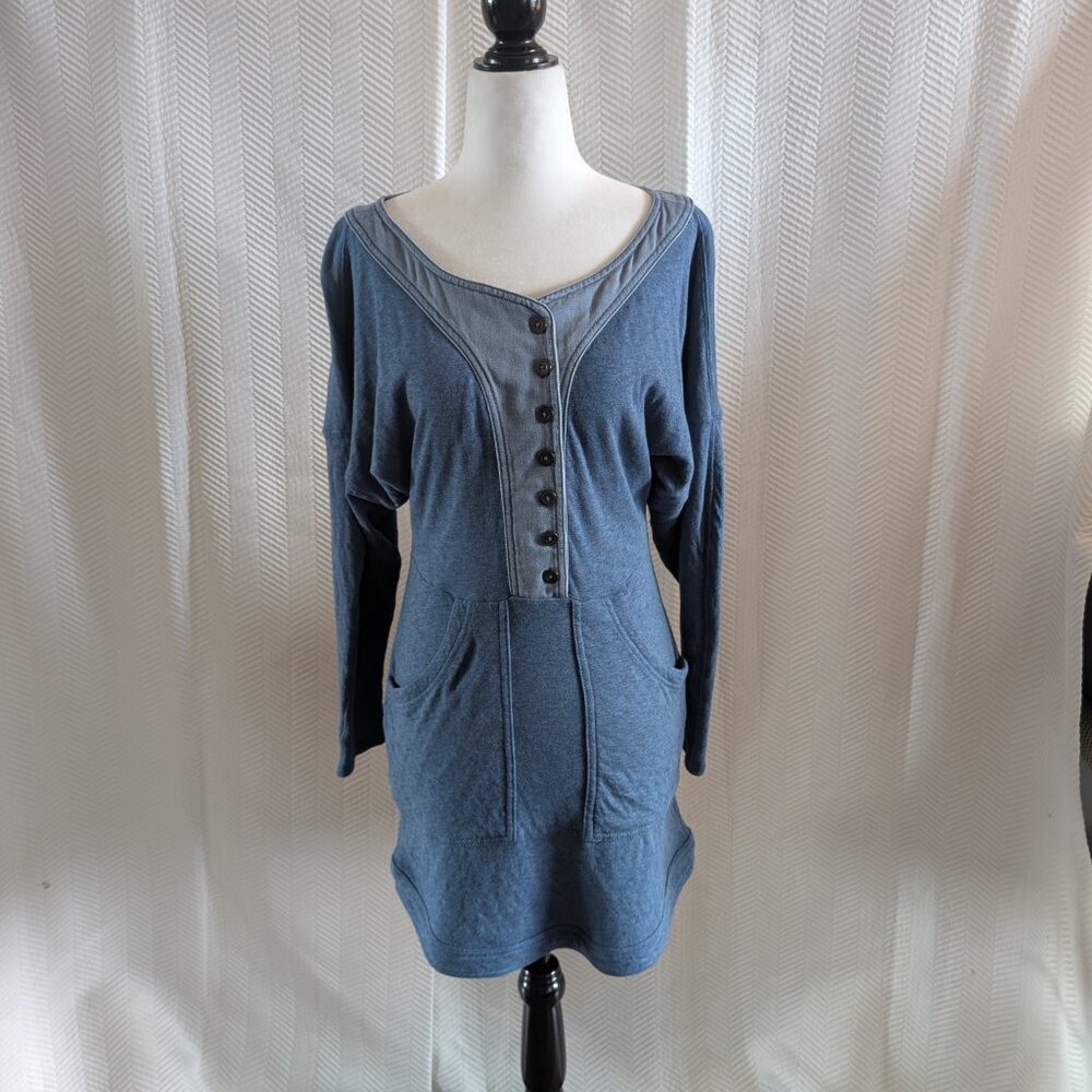 Free People Seeking Heart Dolman Sleeve Mini Dress Blue Comfy Casual Size XS